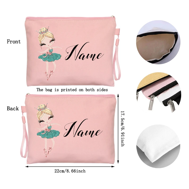 Personalized Ballet Girl Name Makeup Bags Pink Custom Name Women's Cosmetic Bag Kits School Supplies Pencil Pouchs Teacher Gifts 2 S54174152c5a844f6b8edb93f3af9e237M