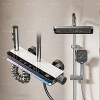 Shower Set with Starry Sky Atmosphere Light Bathroom Digital Display Shower System Modern Bath Faucets Shower Head 1
