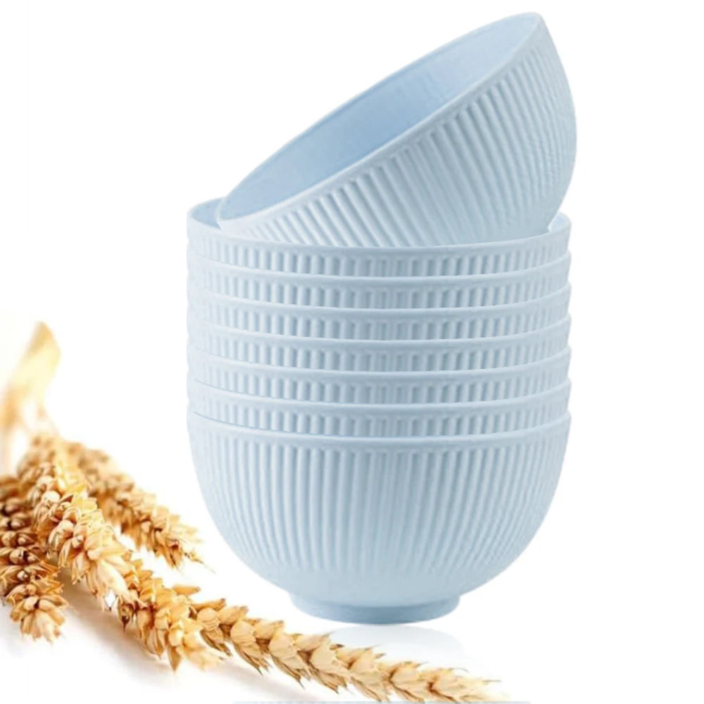 Eco-Friendly Unbreakable Wheat Straw Bowls - Set of 8
