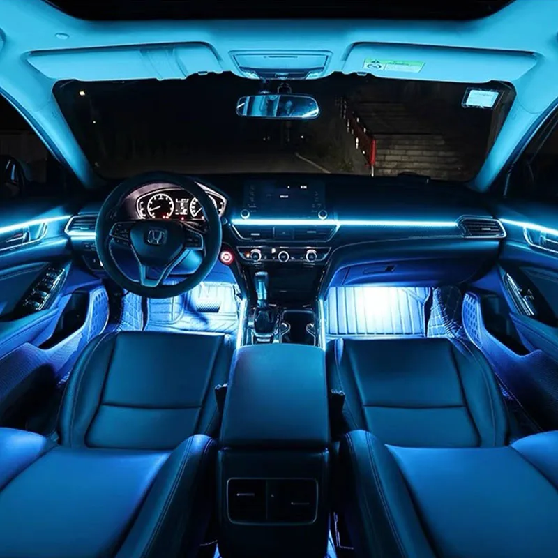 

Для 2021 Honda FIT Красочные акриловые автомобильные окружающие огни App управление светодиодные неоновые аксессуары Автомобильные внутренние осветительные лампы 18 в 1