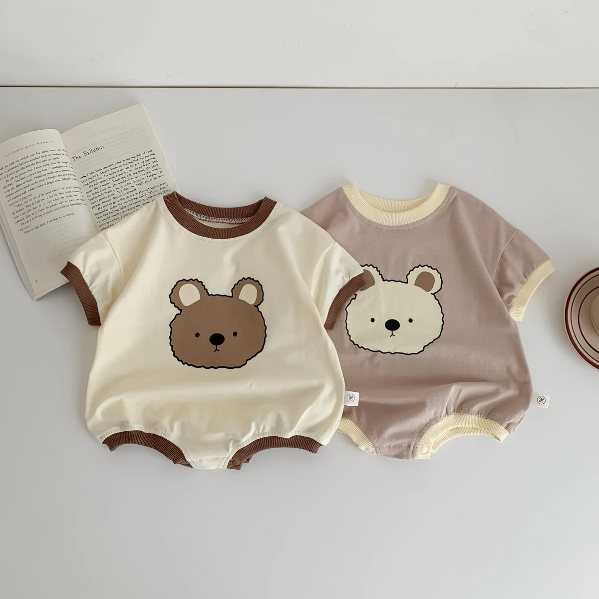 

Summer Baby Short Sleeve Bodysuits Cotton Bear Print Baby Boys T Shirt Rompers Korean Infant Clothes Baby Girls Casual Jumpsuit
