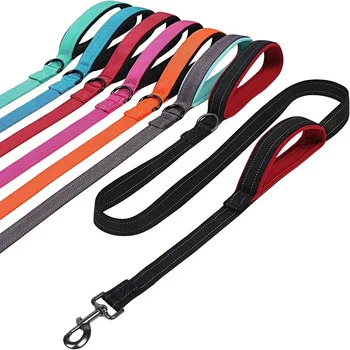 Dog Leashes Outdoor Travel Dog Training Chain Heavy Duty Double Handle Lead for Greater Control Safety Training Dual Handle 1