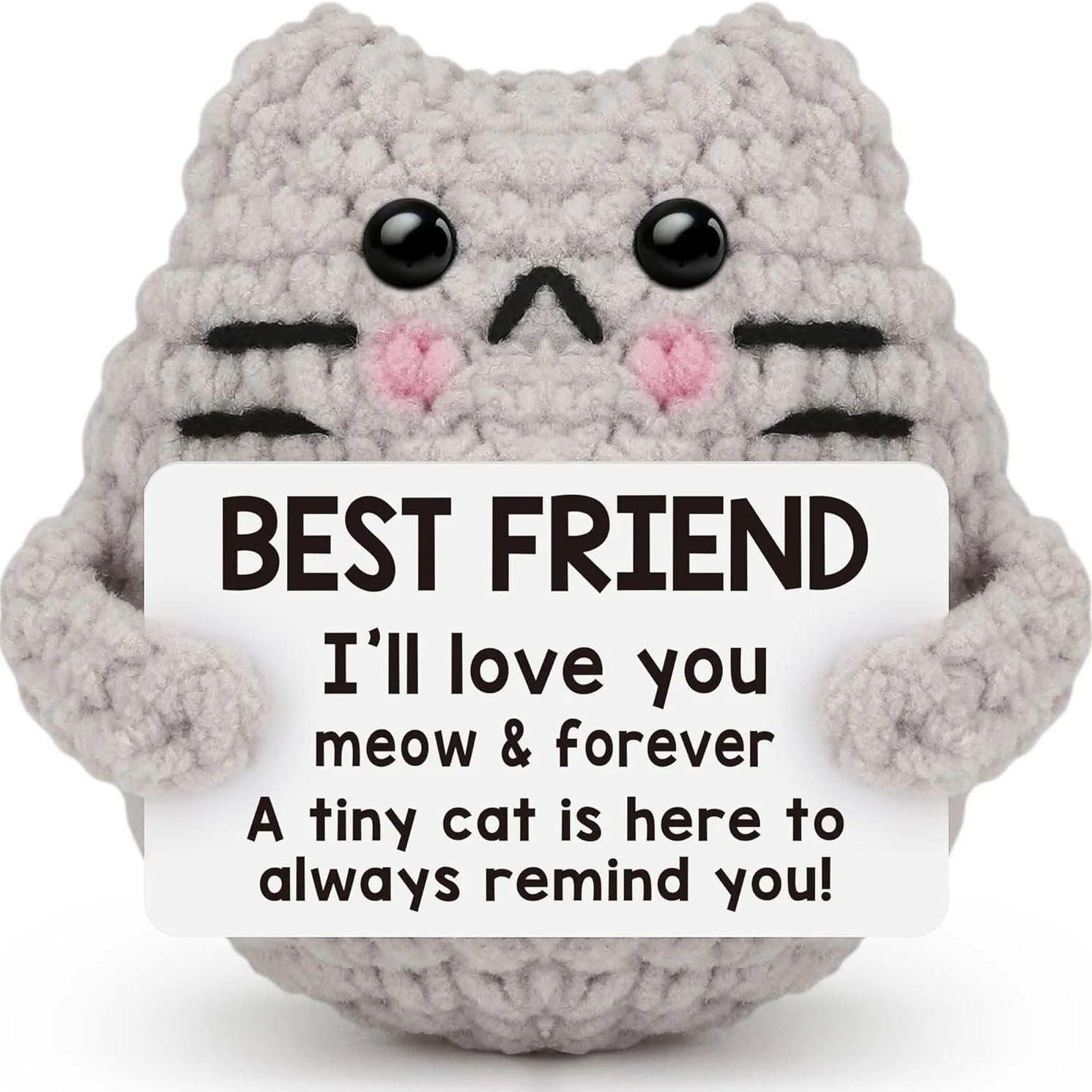 Emotional Support Cat Gift Funny Positive Crochet Cat With Card Positive Gifts | UK