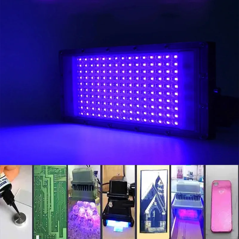 ไฟ LED สีม่วง365nm แสงยูวี110v 220v โคมไฟตรวจจับฟลูออเรสเซนต์395nm ไม่มีเงากาวกันแสงยูวีสีเขียวเรซินน้ำมัน 1