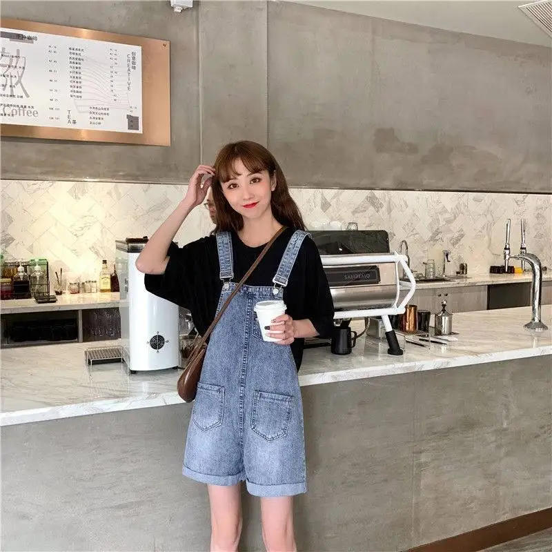 Summer New Pocket Patchwork Strap Hot Pants All-match Loose Solid Youth Wide Leg Shorts Street Casual Fashion Women Clothing