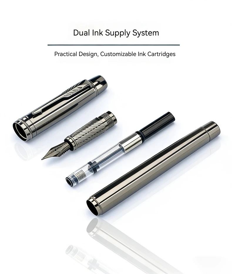 Premium Silber Metall-Geschäftskugelschreiber mit 0,5mm Iridium-Spitze, Elegantes Schreibgerät für den Täglichen Gebrauch & Geschäftsgeschenke – Detail 4