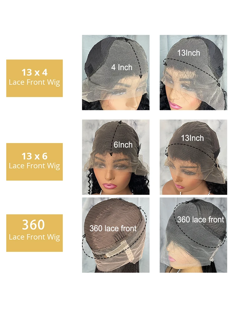 Lace Front Wigs For Women Deep Wave 13x6 HD Curly Human Hair 40 Inch Water Wave Transparent 360 Full Lace Wig Pre Plucked