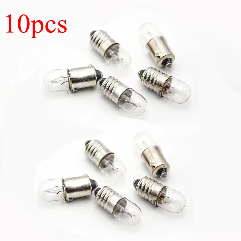 10pcs 6.3V 12V 24V 30V 36V 2W 3W 5W 0.15A Screw Instrument Signal Indicating Small Bulb Button E10 Switch Light Lamp