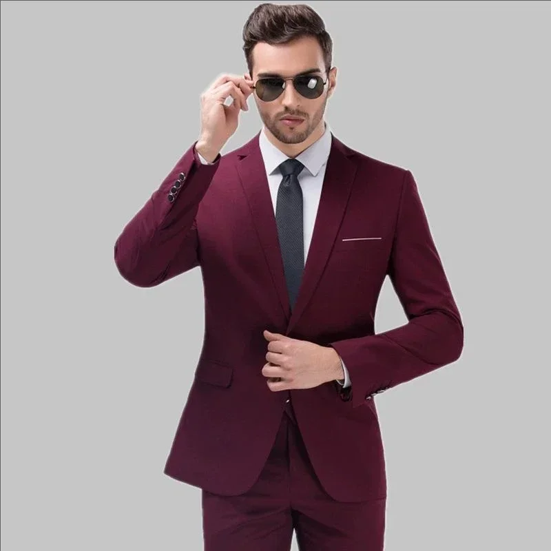 طقم بدلة رجالي قطعين (جاكيت وبنطال) بتصميم ضيق (Slim Fit) - أنيق ومناسب للمناسبات والأعراس S54182684f924410aafe83c081e6502bbO