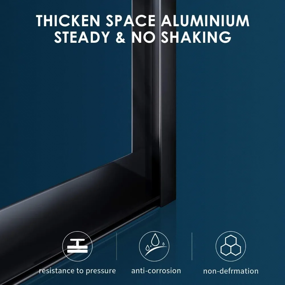 58.5 in.- 60 in. W X 72 in. H Shower Doors, 1/4 in. Clear Glass, Black Hardware, Double Sliding Glass Shower Doors 3