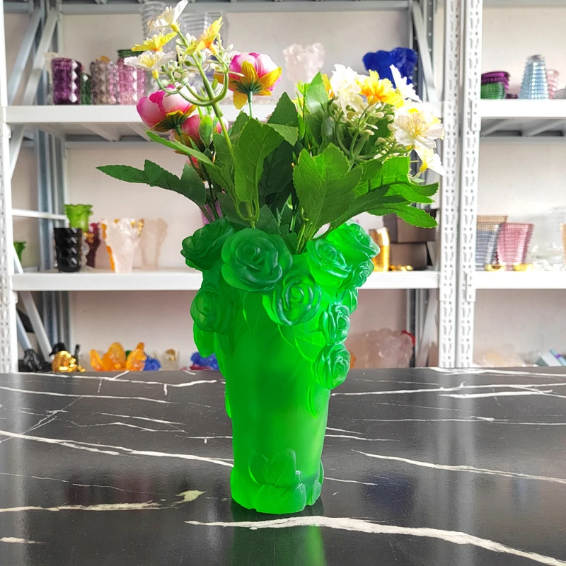 Moral Flower Full Moon Crystal Flower Ware European Light Luxury Home Gift Glazed Vase Rose Flower Ware Home Decor 4