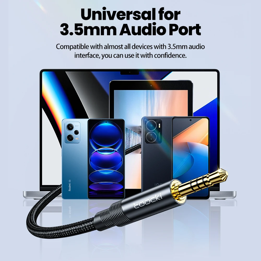 Toocki Aux Cable 3.5mm Male to Female Audio Extension Speaker Cable with Microphone for Car Headphone for Samsung TV Box Laptop