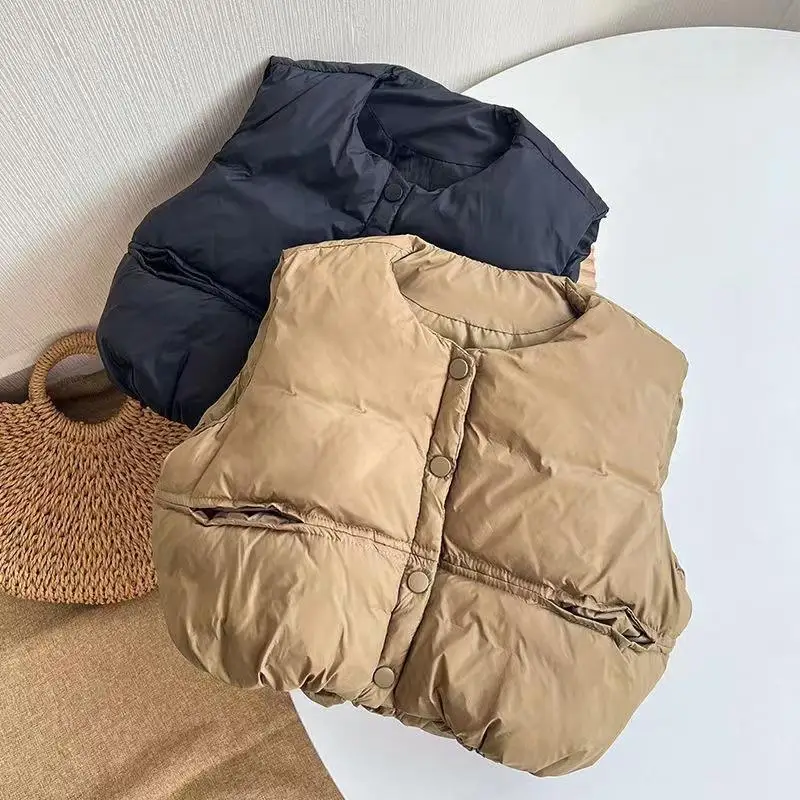 

Korean Kids Winter Padded Vest Outerwear Waistcoat Child Coat Boy Loose Outdoor Clothes Baby Vest for Girl in External Clothes