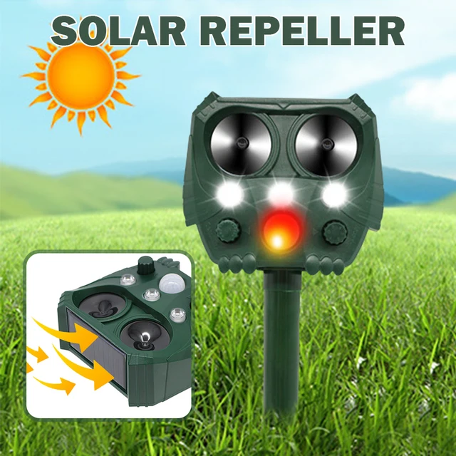Ultrahangos Napenergiával Működő Állati Visszatelepítő Vízálló Visszataszító Kültéri Kártevő Rágcsáló Gopher Elrettentő Vole Kígyó Üldöző - Image 5