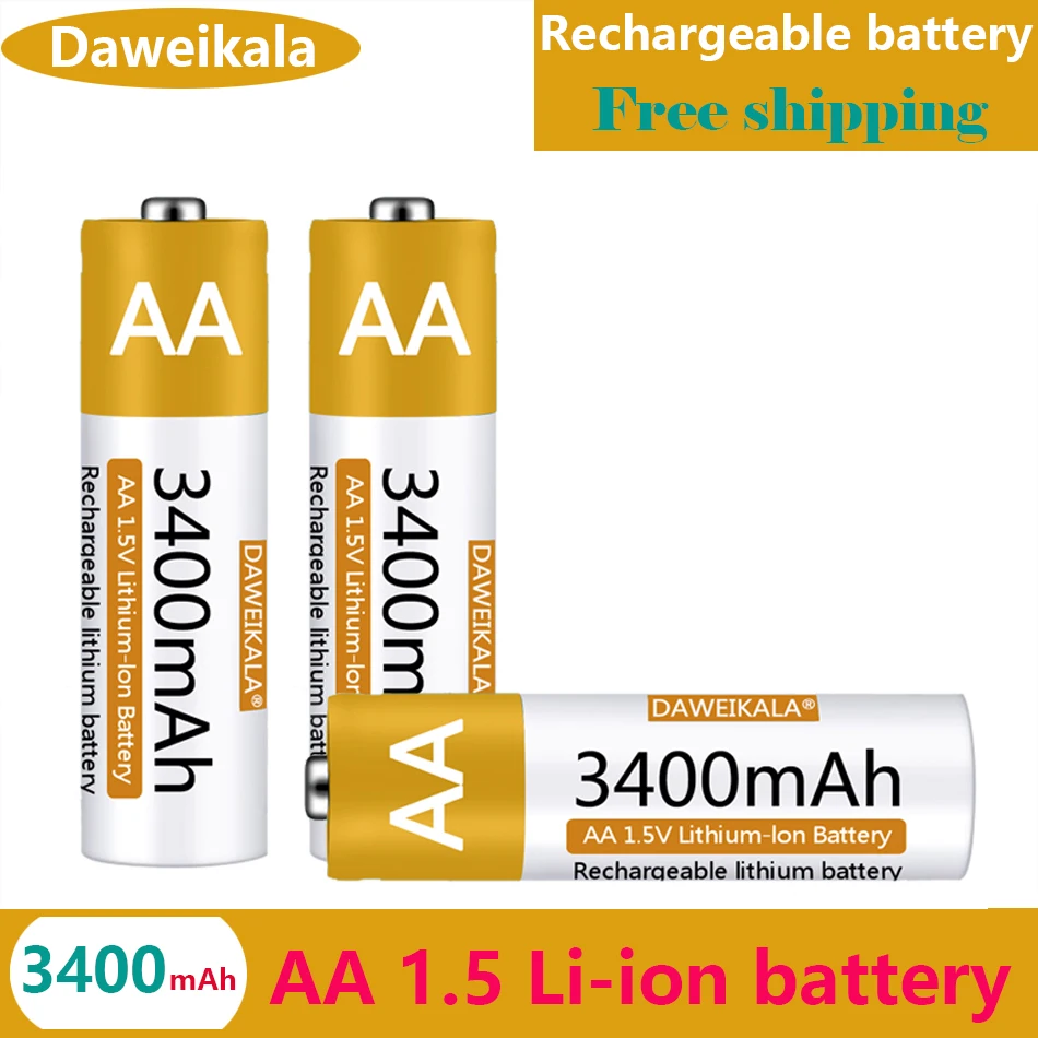 

Литий-ионная аккумуляторная батарея Daweikala AA1.5V 3400mAh AA литий-ионная батарея для пульта дистанционного управления Мышь маленький вентилятор электрическая игрушка