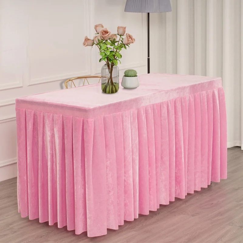 Fashion Table Skirt Rectangular Tablecloth Conference Room Exhibition Flannelette Desk Cover Wedding Home Hotel Decor