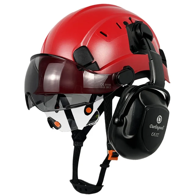 CE Construction Safety Helmet With Visor Built In Goggles For Engineer