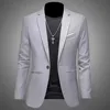 Men's Trendy Leisure Boutique Suit Jacket  Autumn Casual Business Slim Fit Non-ironing Single Button Suit Solid Formal Blouse 1