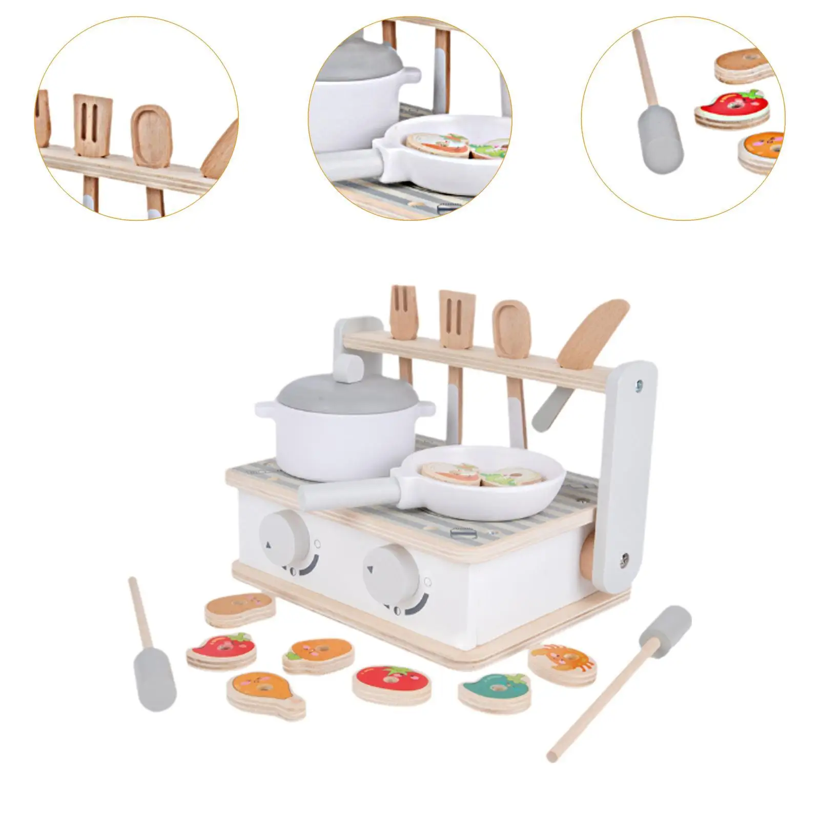 Wooden Play Kitchen Toy Creative Early Education Toys Kids Toy Grill Stovetop
