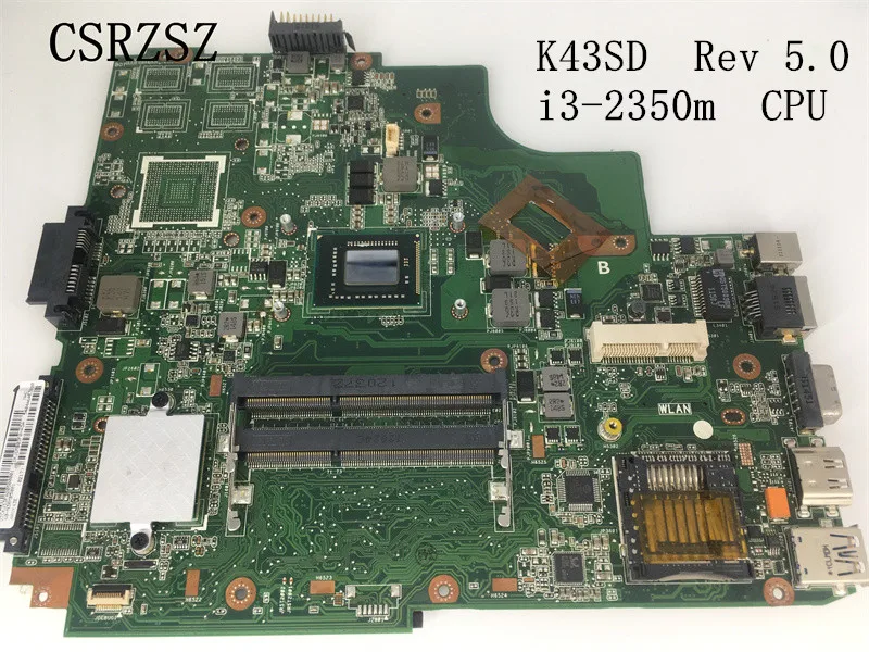 

Original Laptop motherboard For ASUS K43SD k43E Mainboard REV 5.0 with i3-2350m CPU Test work perfect