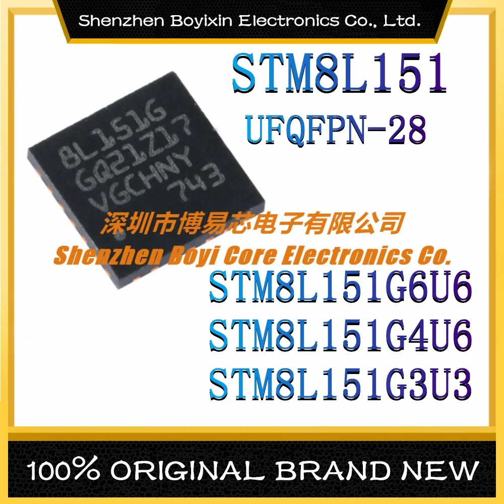 

STM8L151G6U6 STM8L151G4U6 STM8L151G3U3 STM8 STM8L STM8L151 UFQFPN-28 16MHz Microcontroller package (MCU/MPU/SOC) IC Chip