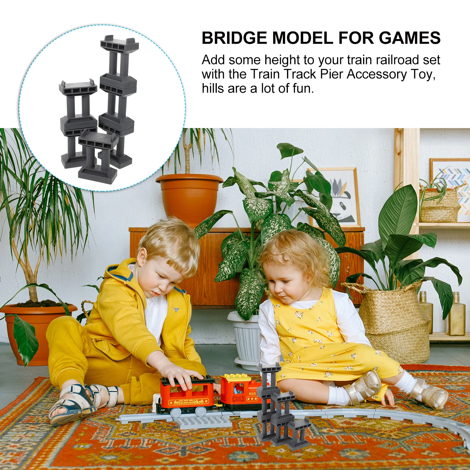 Wooden Train Track Accessories Train Bridge Pier Track Railway Accessories Multi Level Support Risers High Level Blocks Wooden for electric train set