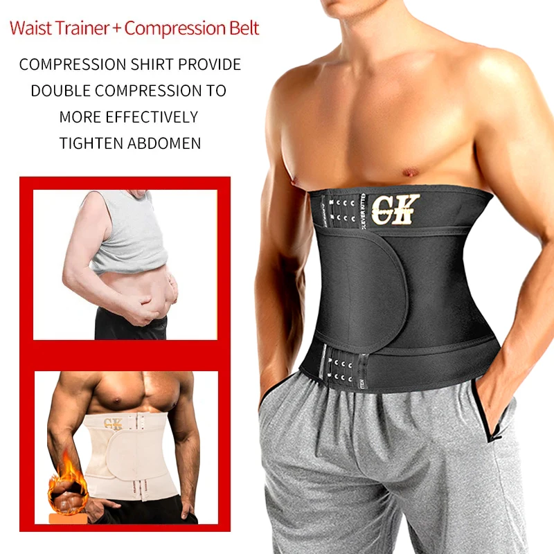 AfruliA Men Slimming Belt Waist Trainer Body Shapers Corset Shapewear High Compression Modeling Strap Sports Brace Fajas Girdles 2