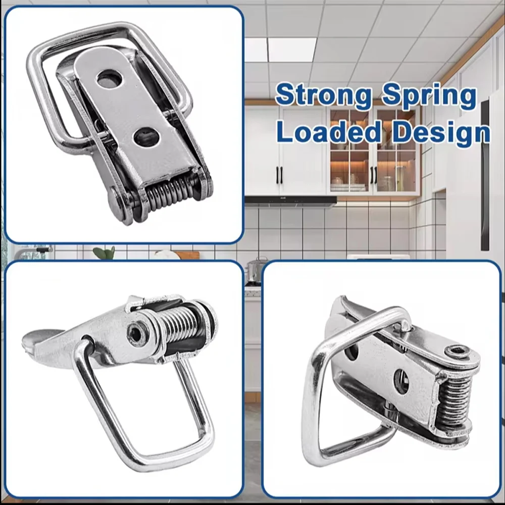 Description Picture 6 of itemMini Stainless Steel Cabinet Boxes Spring Loaded Latch Catch Toggle Clamp Hasp Lock For Chest Box Gift Suitcase Case Snap Lock
