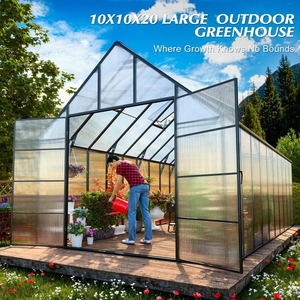Upgraded Heavy Duty Aluminum Walk-in Greenhouse with Quick Setup Structure, Greenhouses 2