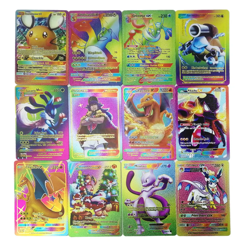 Carte Pokemon authentique en feuille d'or, carte noire, carte de jeu en or  Version anglaise, carte de Collection limitée, Rare en rupture d'impression  - AliExpress