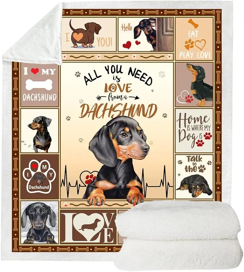 1pc Print Dachshund Weiner Dog Blanket Gifts for Dog Lovers Family Blankets Throw Home Sofa Lunch Break Student Nap Gifts 4