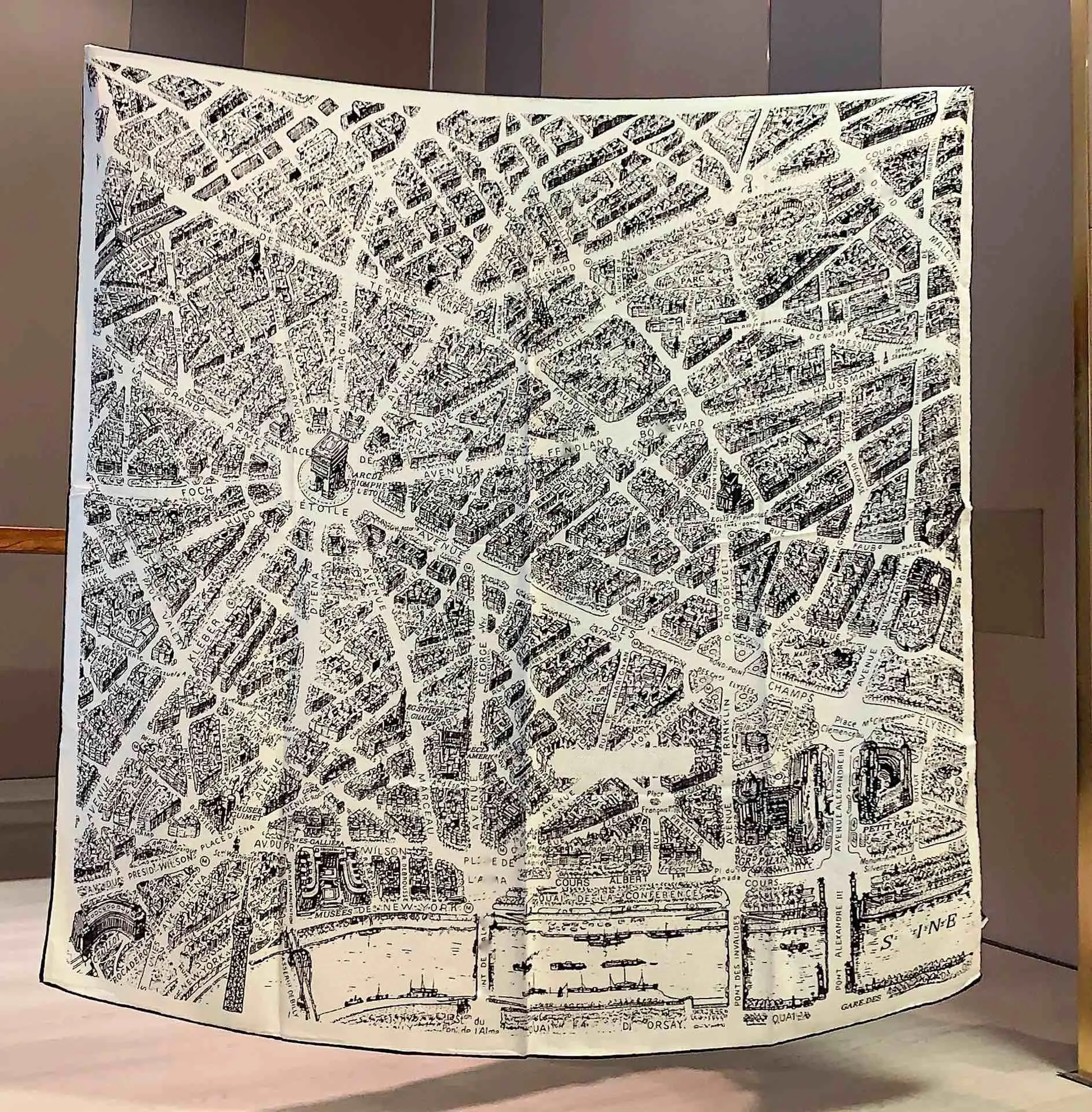 

City Map Winter Designer Scarf Large Scarves Poncho Hand Rolled Edges Cashmere Silk Scarfs Winter Accessories 140