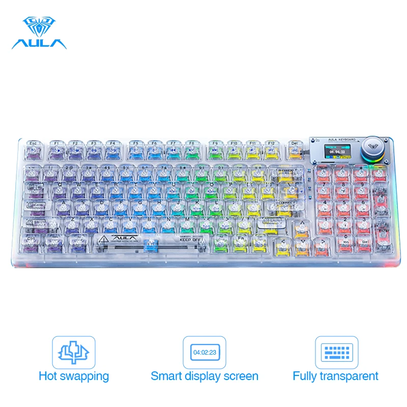 ワイヤレスメカニカルゲーム用キーボードAULA-F98PRO,Bluetooth,ホット 