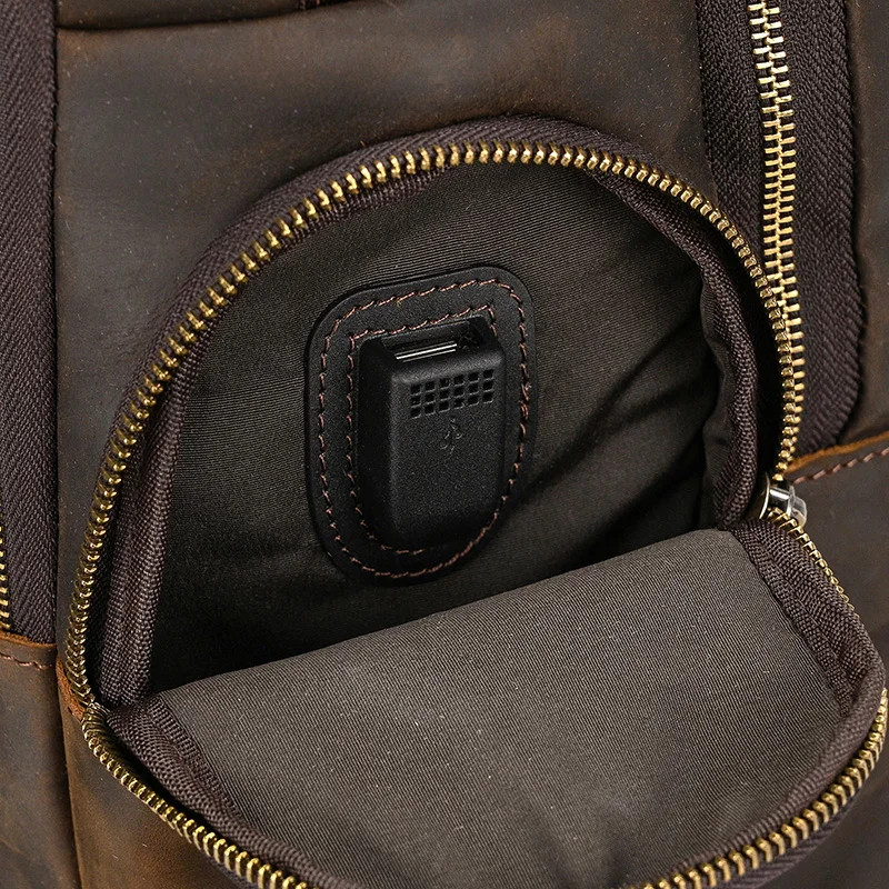Multi Pocket Leather Backpack For Men