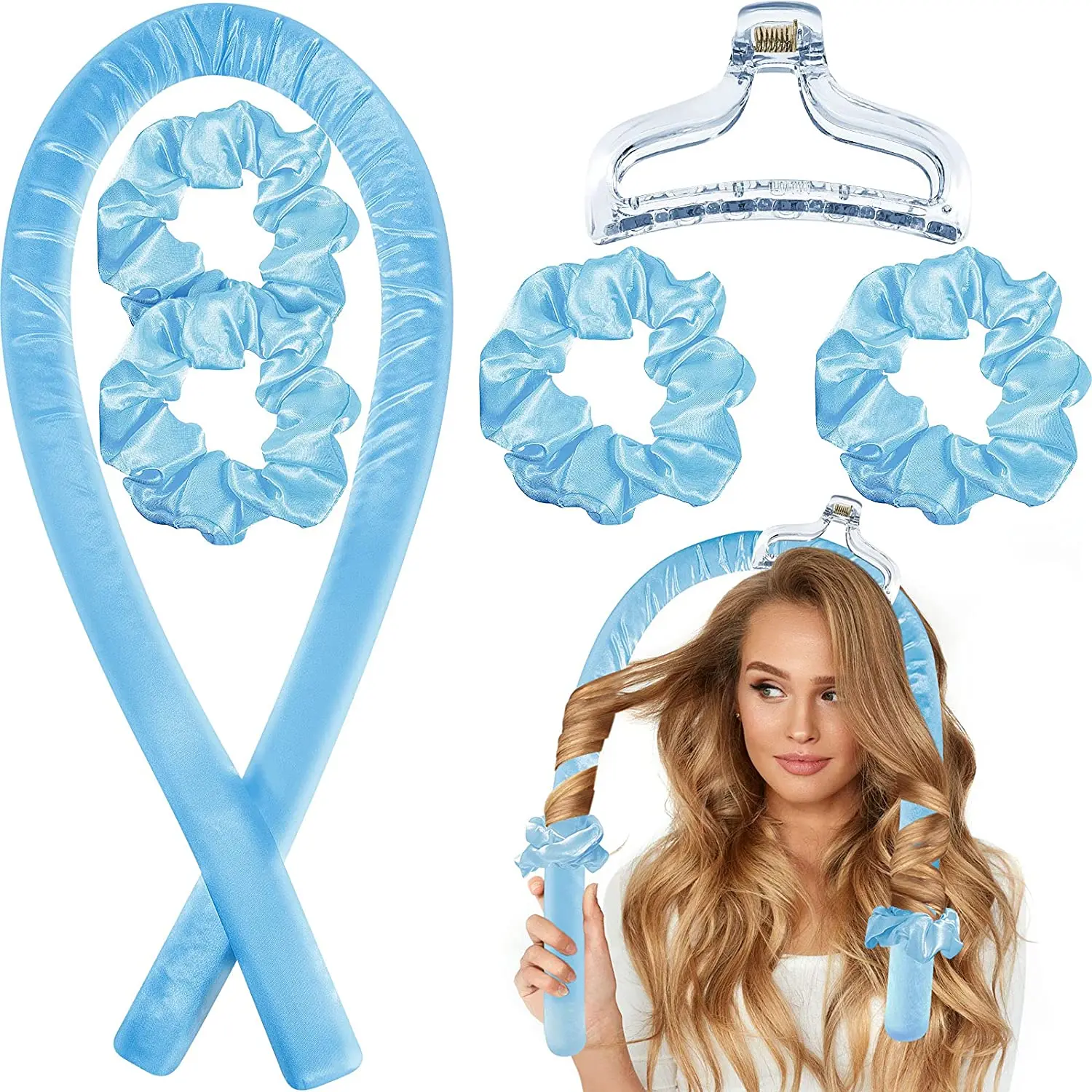 Heatless Curling Rod Headband No Heat Curls Silk Ribbon Hair Roller