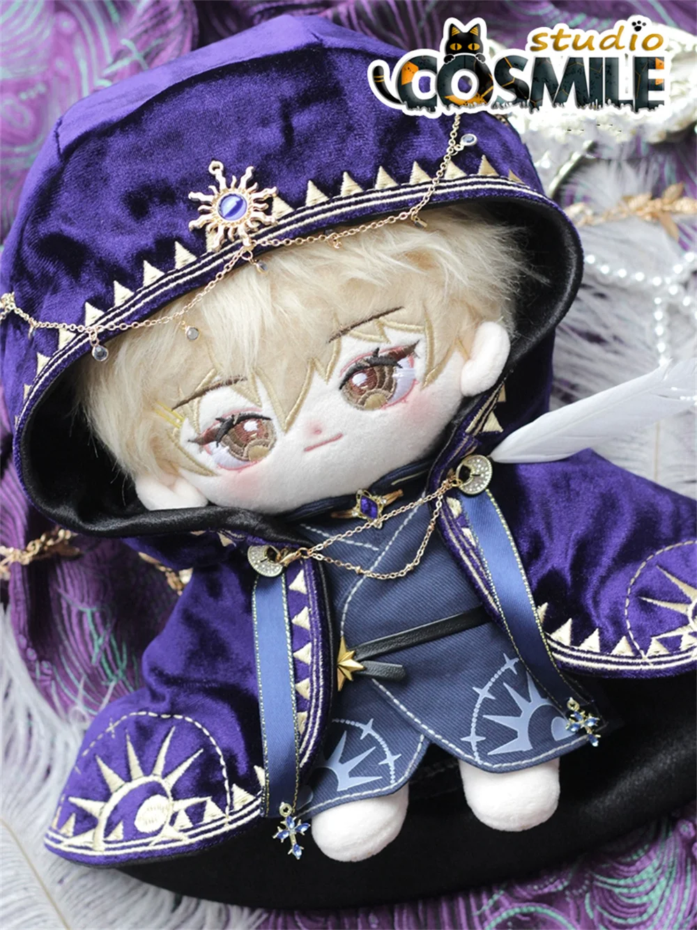 사제 마술사 마법 망토 점술가, Seer 보라색 봉제 인형 옷, 인형 액세서리, Shendian KL, 20cm