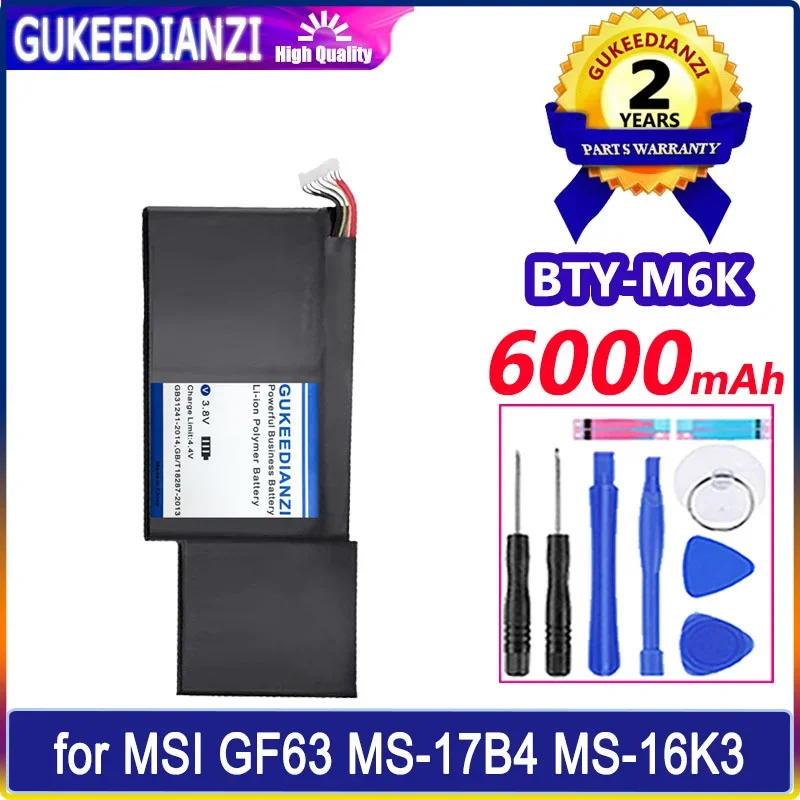 

GUKEEDIANZI Battery BTY-M6K BTYM6K 6000mAh for MSI MS-17B4 MS-16K3 GS63VR-7RG GF63 Thin 8RD 8RD-031T H 8RC GF75 3RD Batteria