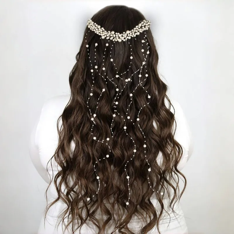 Luxury Pearl Hair Comb with Long Tassel for Bridal Hair Accessories