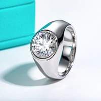AnuJewel 4ct D Color Moissanite Men Rings 18K Gold Plated  Silver Engagement Bezel Rings For Men Factory Jewelry Wholesale 2