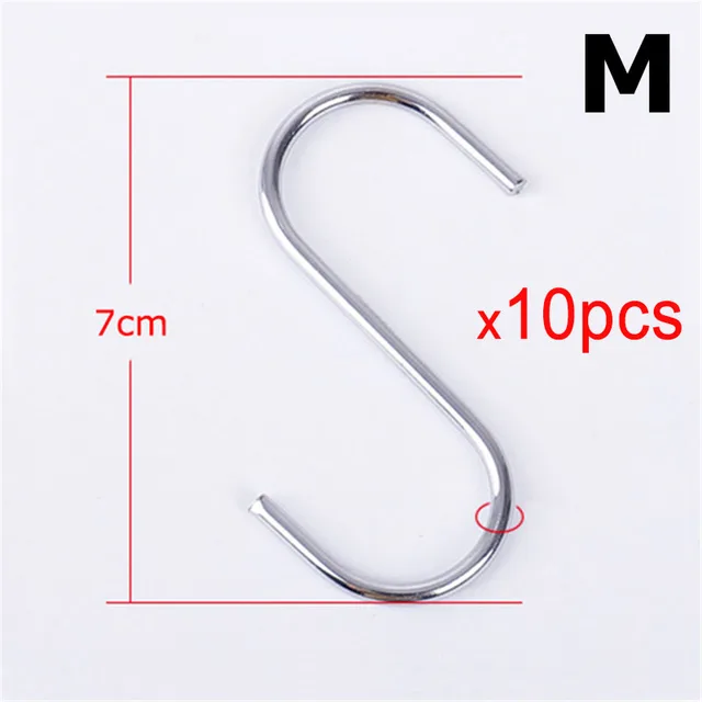10PCS S Shaped Hooks Clasp Stainless Steel Railing S Hanging Storage