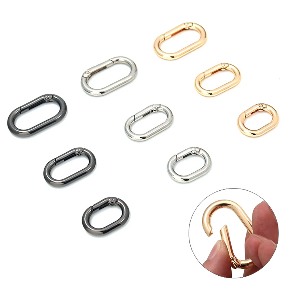 50PCS Oval Spring Openable Leather Bag Handbag Strap Buckle Connect Keyring Pendant Key Dog Chain Snap Clasp Clip Carabiner
