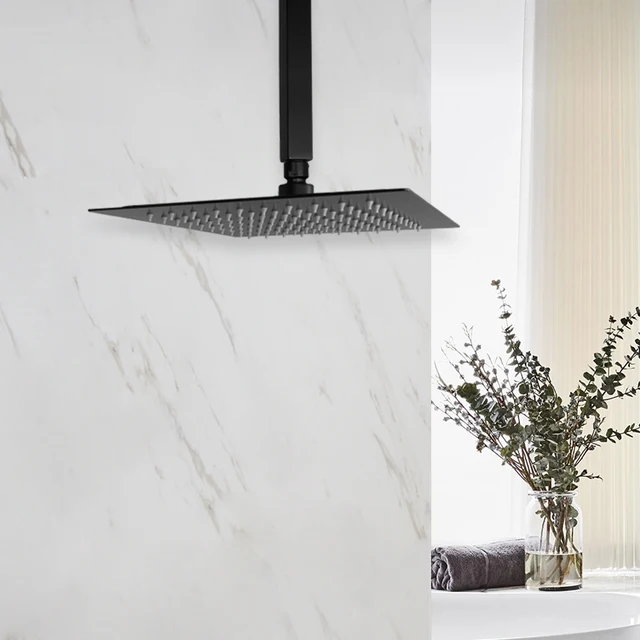 ฝักบัวเรนชาวเวอร์สแตนเลสสีทองขัดเงา 8/10/12 นิ้วสแควร์ท็อปติดตั้งเพดานห้องน้ำติดตั้งง่ายก๊อกน้ำ 2