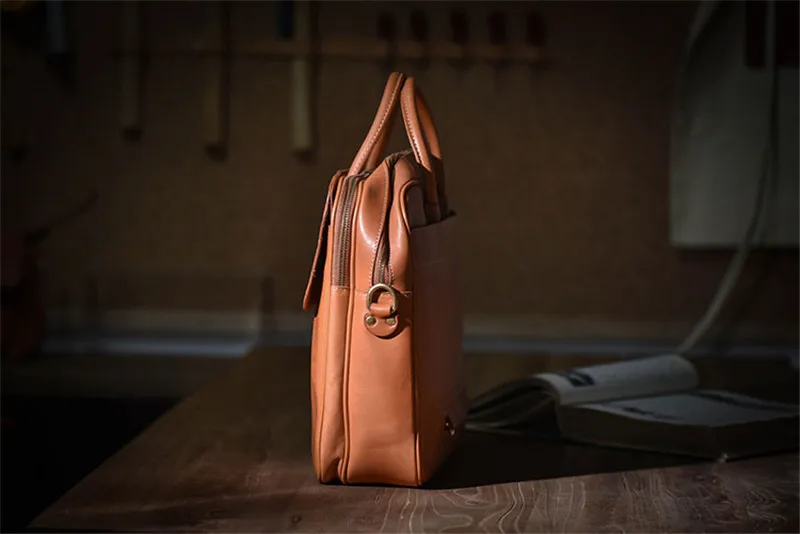 Business fashion genuine leather men women briefcase casual luxury real cowhide handbag organizer designer laptop messenger bag