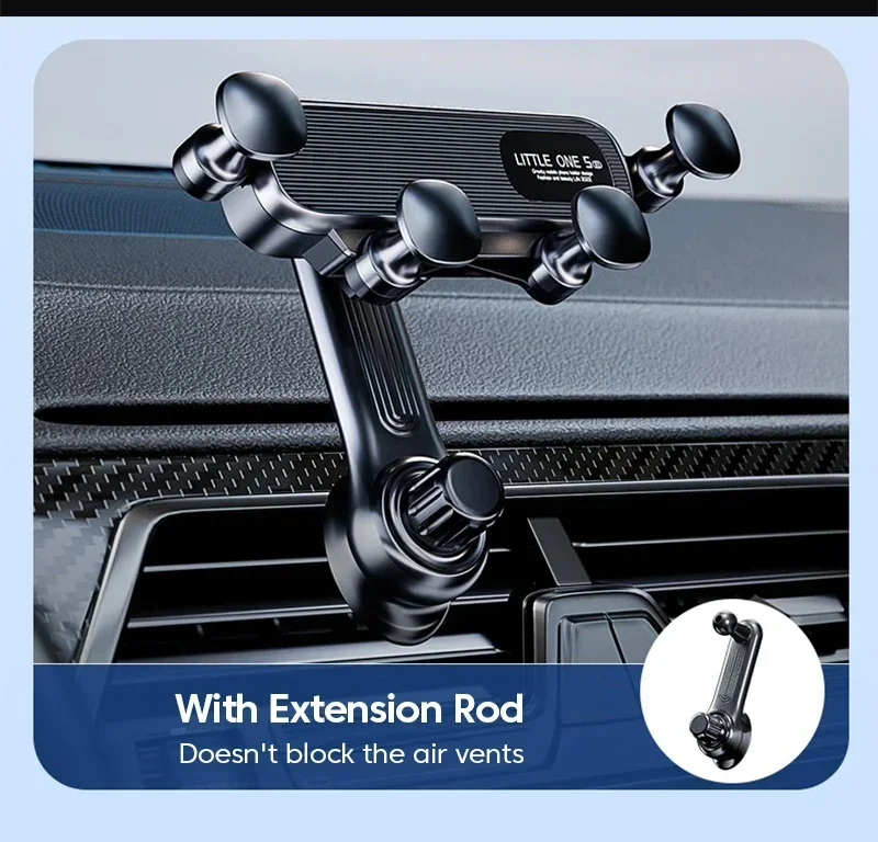 phone holder 360&deg; Rotation Gravity Car Phone Holder Air Vent Clip Navigation Stand Telescopic Air Outlet Phone Support 4.7-7 inc