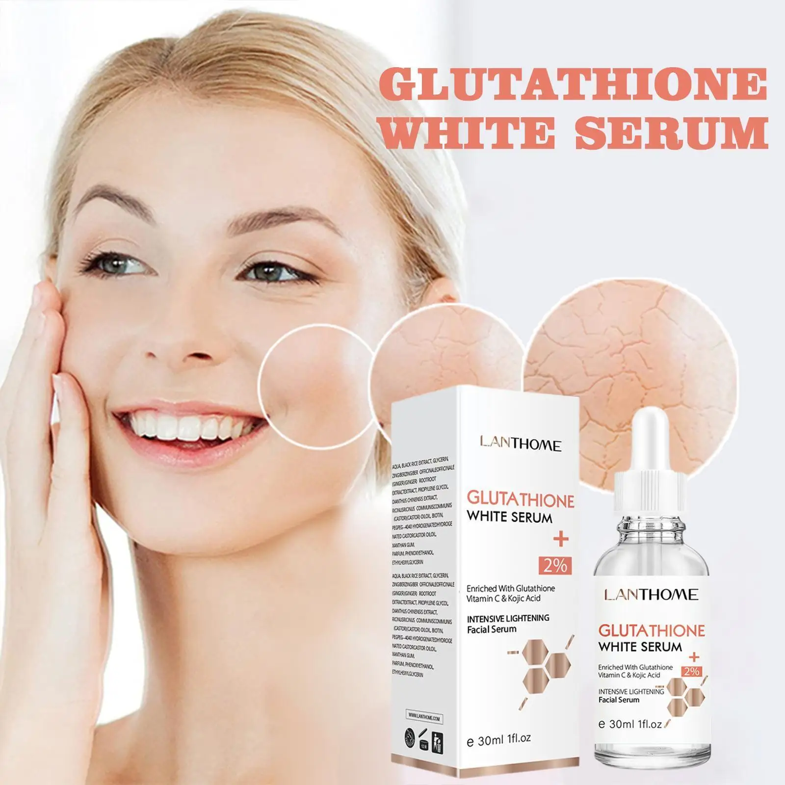

Glutathione Whitening Face Serum Dark Spots Removal Care Brightening C Anti-acne Essence Products Skin Moisturizing Vitamin G7Y3