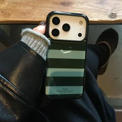 Retro Green and Black Stripe Trendy Phone Case - Advanced Exquisite Design - iPhone 15 Plus (Black)