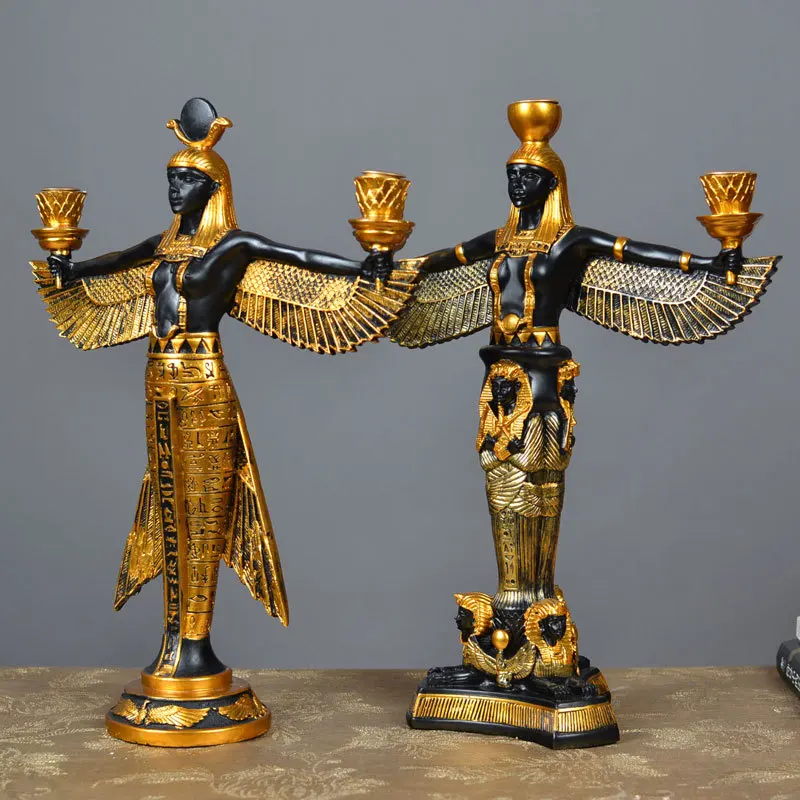 

Vintage Candlestick Ancient Egyptian Isis Goddess Retro Classic Wax Candlestick Home Desktop Decoration