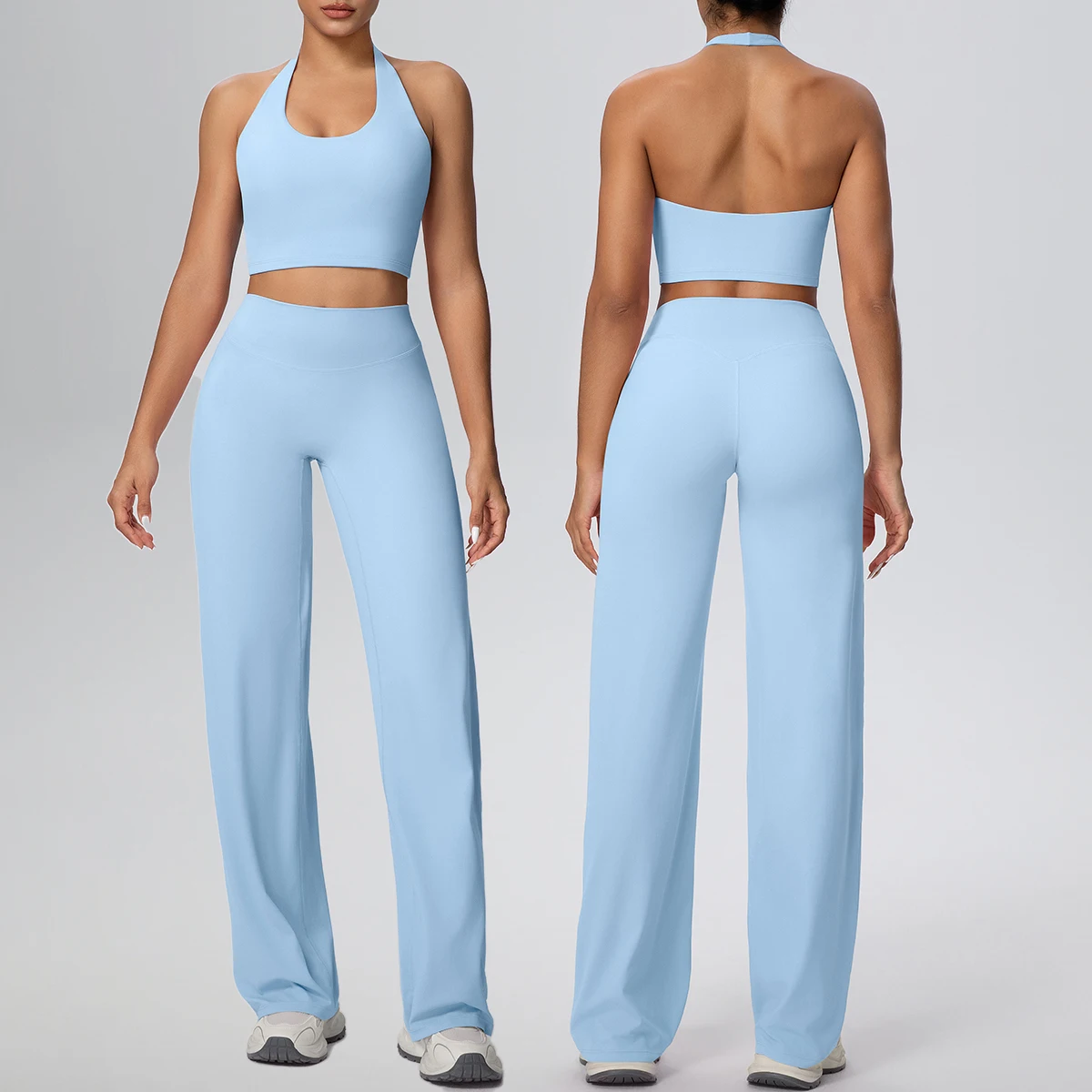 2PCS Frau Backless Hängenden Hals Bh und Hosen Yoga Set Sommer Atmungsaktive Gym Sport Lauf Workout Top Heiße Verkäufe yoga Set