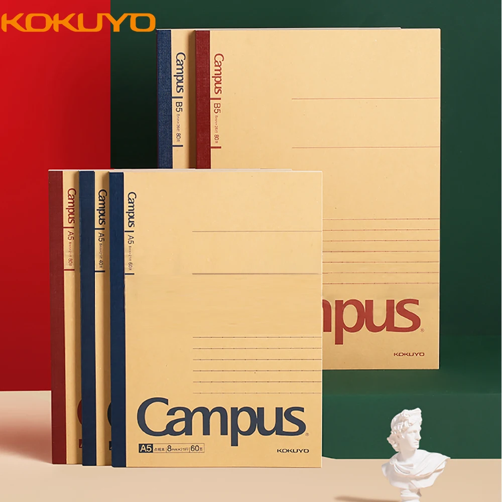 2 Pcs Japan Kokuyo Notebook Campus Wireless Binding Kraft Paper Cover Glue-bound Book Student with Retro Embellishment Diary