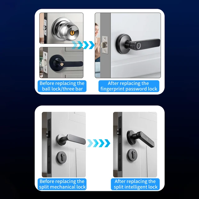 M5 Tuya BLE Fingerprint Door Lock Smart Digital Electronic Lock with Password/Key/IC Card(Optional)/ Smartlife/ Tuya APP Unlock 6